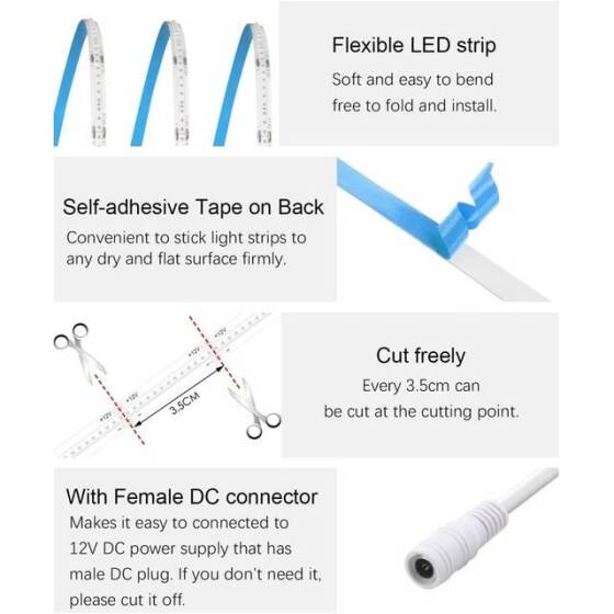 Non-Waterproof Red 2835 12V SMD LED Strip 60 LED/Meter Flexible 5M/Roll - 5