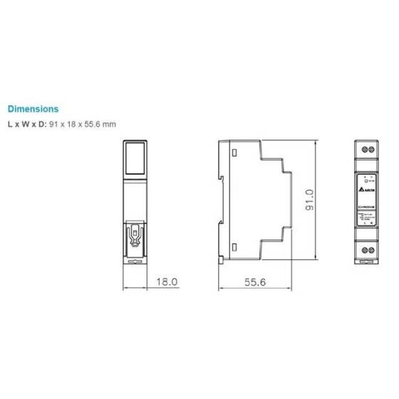 Original Delta DRC-5V10W1AZ Molded Case Insulated Guide Rail Switching Power Supply - 2