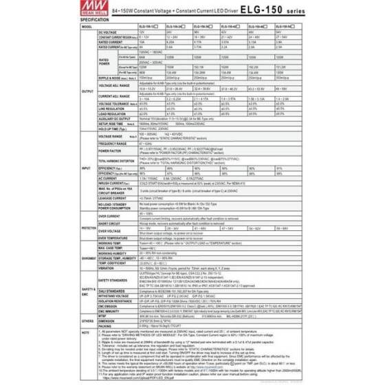 Original Taiwan MEAN WELL ELG-150-36A-3Y Waterproof Power Supply - 2