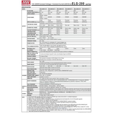 Original Taiwan MEAN WELL ELG-200-36A-3Y Waterproof Power Supply - 3