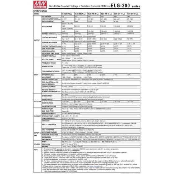 Original Taiwan MEAN WELL ELG-200-36A-3Y Waterproof Power Supply - 3