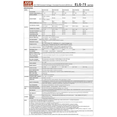 Original Taiwan MEAN WELL ELG-75-12A-3Y Waterproof Power Supply - 2