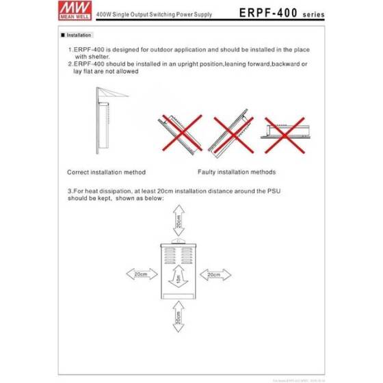 Original Taiwan MEAN WELL ERP-400-12 Rainproof Power Supply - 4