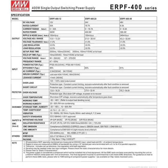 Original Taiwan MEAN WELL ERP-400-24 Rainproof Power Supply - 2