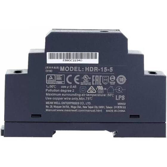 Original Taiwan MEAN WELL HDR-15-15 Rail Type Power Supply - 3