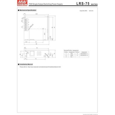 Original Taiwan MEAN WELL LRS-75-15 Power Supply - 5
