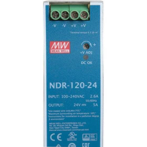 Original Taiwan MEAN WELL NDR-120-24 Rail Power Supply - 2