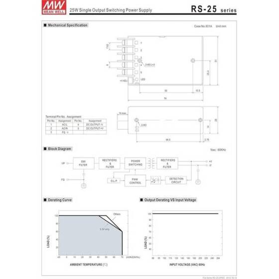 Original Taiwan MEAN WELL RS-25-3.3 Power Supply - 2