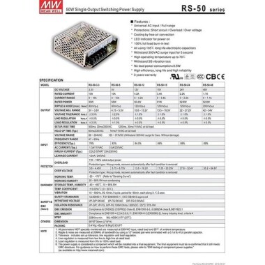Original Taiwan MEAN WELL RS-50-5 Power Supply - 3