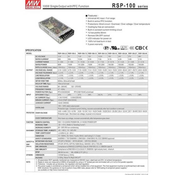 Original Taiwan MEAN WELL RSP-100-24 Power Supply - 2
