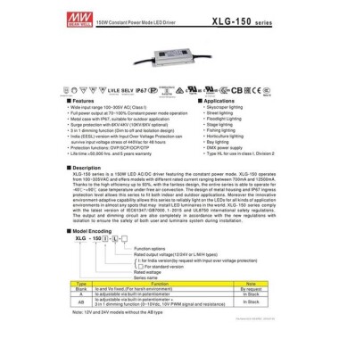 Original Taiwan MEAN WELLxLG-150-H-AB Power Supply - 5