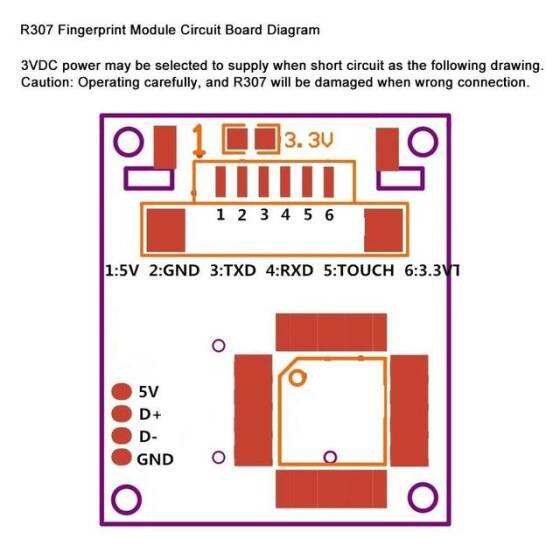 R307S Fingerprint Identification Module Sensor with Cable 15cm - 4