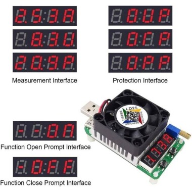 RD LD25 USB Interface Electronic Load ResisTor Discharge Battery Test LED Display Fan Adjustable Current Voltage 4A 25W - 2