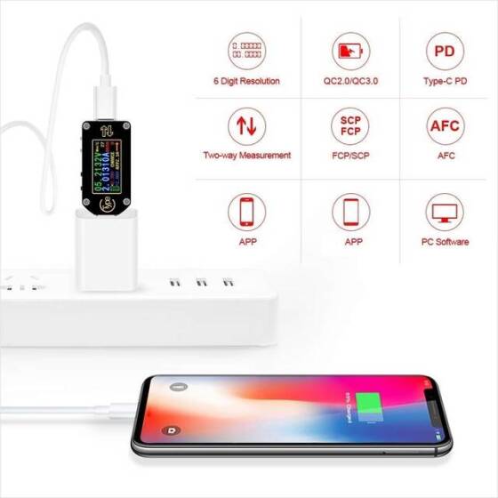 RD TC66C Type-C PD TTrigger USB-C Voltmeter Ammeter Voltage 2 Way Current Meter Multimeter PD Charger Battery USB Tester USB + BT Communication + PD Switch - 6