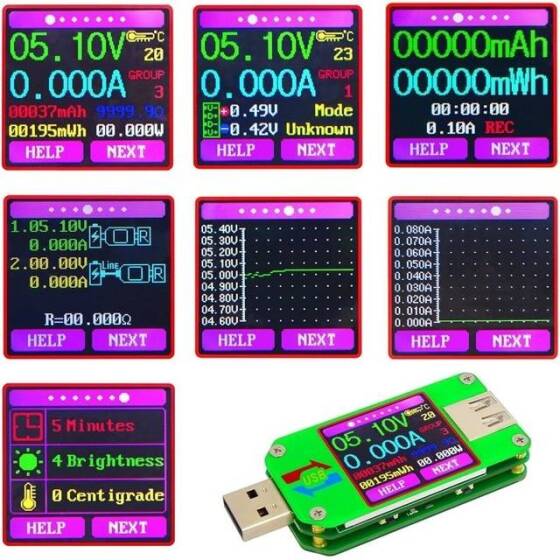 RD UM24C APP USB 2.0 LCD Display Voltmeter Ammeter Battery Charge Voltage Current Meter Multimeter Cable Measure Tester With Communication Version - 6