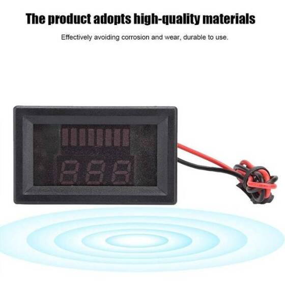 Red 12-60V Dual Display Automatic Identification Waterproof Voltage Meter - 3