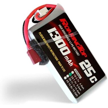 RED 1300MAH 2S 7.4V 25C High Power High Quality Model Airplane LIPO Battery T Female - 1