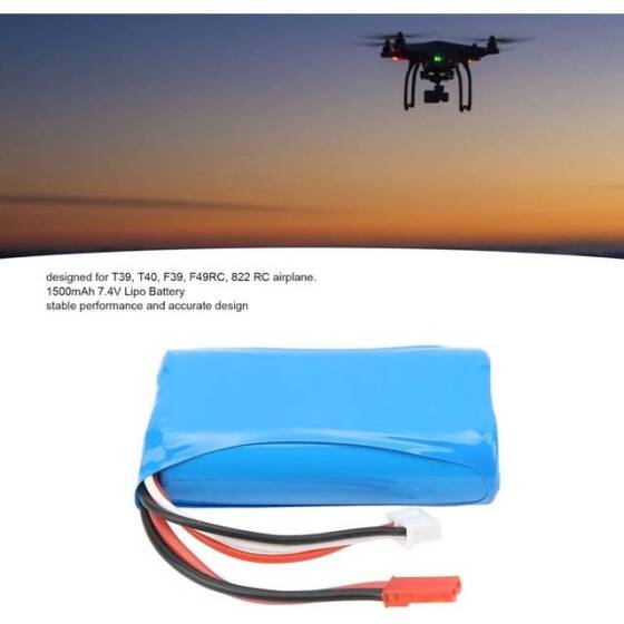 RED 1500MAH 2S 7.4V 35C High Power High Quality Model Airplane LIPO Battery JST Female - 2
