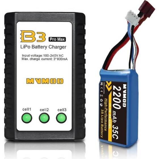 RED 1500MAH 3S 11.1V 35C High Power High Quality Model Airplane LIPO Battery JST Female - 1