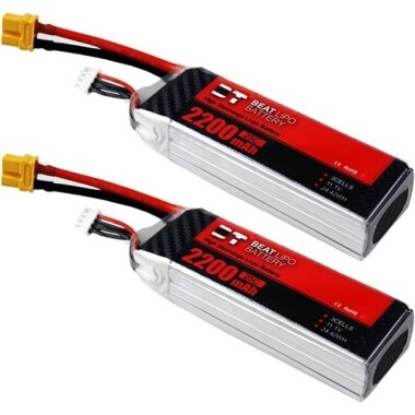 RED 2200MAH 3S 11.1V 25C High Power High Quality Model Airplane LIPO Battery JST Female - 1