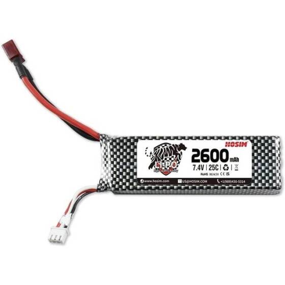 RED 2600MAH 2S 7.4V 25C High Power High Quality Model Airplane LIPO Battery XT60 Female - 1