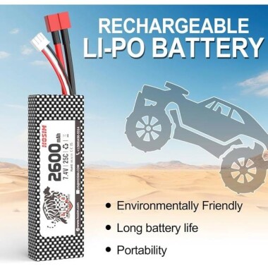 RED 2600MAH 2S 7.4V 25C High Power High Quality Model Airplane LIPO Battery XT60 Female - 3