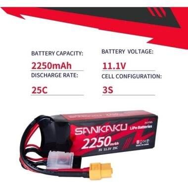 RED 2600MAH 3S 11.1V 25C High Power High Quality Model Airplane LIPO Battery XT60 Female - 2