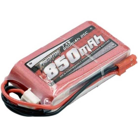 RED 850MAH 2S 7.4V 25C High Power High Quality Model Airplane LIPO Battery JST Female - 1