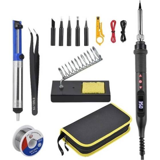 Red 908U 80W LCD Adjustable Temperature Soldering Iron 110V US Plug - 1