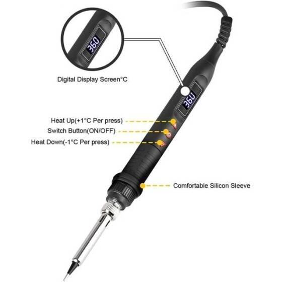 Red 908U 80W LCD Adjustable Temperature Soldering Iron 110V US Plug - 2