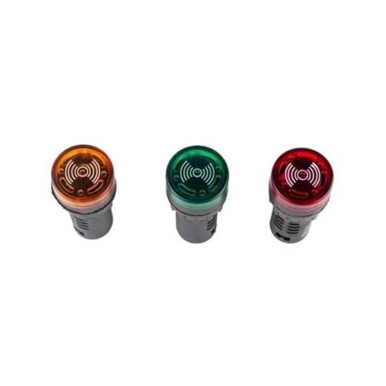 Red AC/DC36V 22mm AD16-22SM LED Signal Indicator Built-in Buzzer - 2
