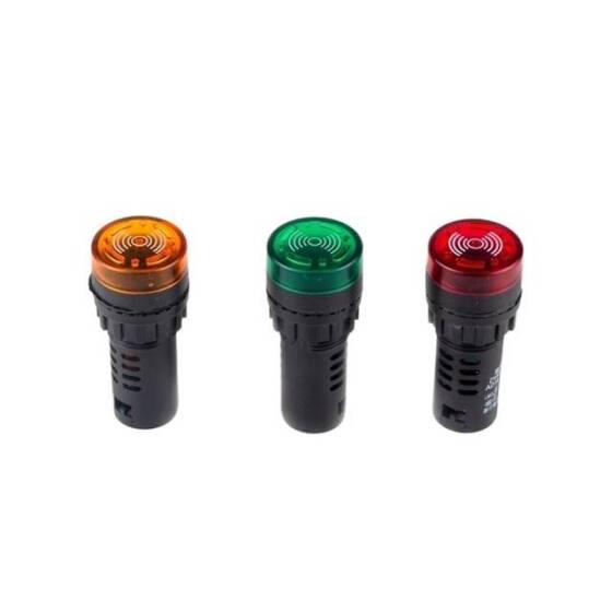 Red AC/DC36V 22mm AD16-22SM LED Signal Indicator Built-in Buzzer - 3