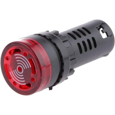 Red AC/DC36V 30mm AD16-30SM LED Signal Indicator Built-in Buzzer - 1