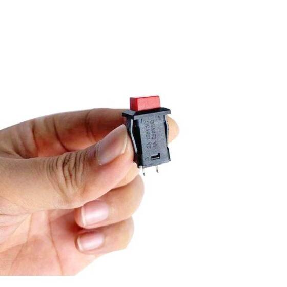 Red DS-429A 10mm 2 PIN Self-Locking Square Push Button Switch With Lock - 3