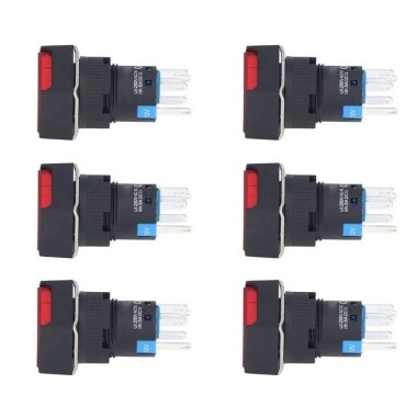 Red LA128A 12V 8PIN 16mm Thread Self-Reset Push Button Switch - 1