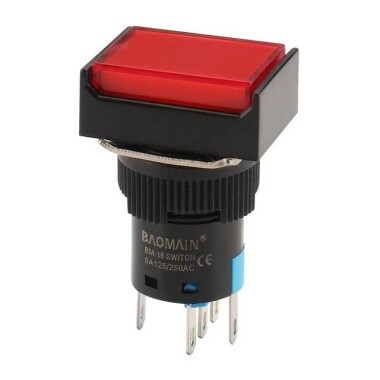 Red LA128A 24V 5PIN 16mm Thread Self-Reset Push Button Switch - 3