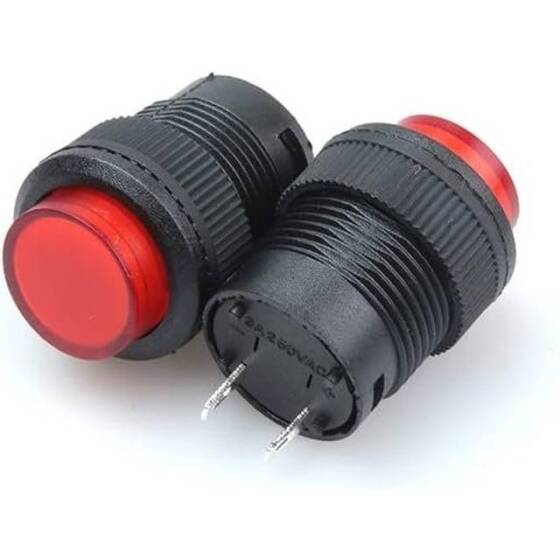 Red R16-503BD 16mm 4 Pin Momentary Self-Reset Mini Push Button Switch With Light - 1