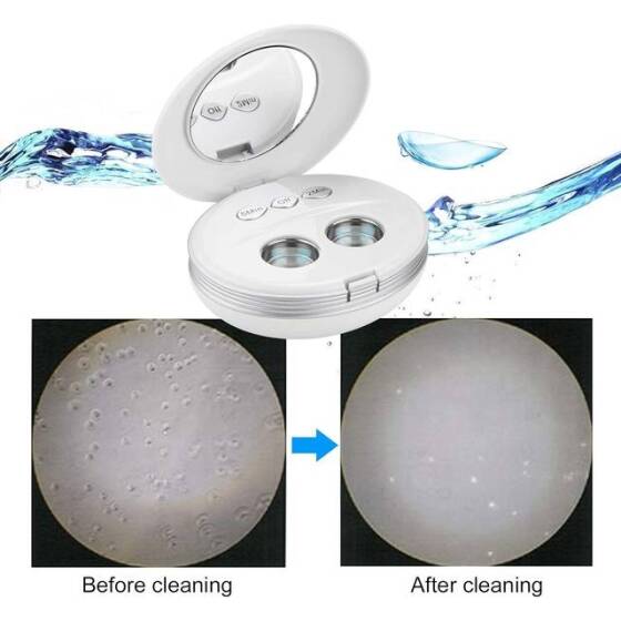 Red Ultrasonic Contact Lens Cleaner Mini Eyeglasses Cleaning Machine - 2