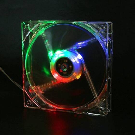 RGB 12CM Silent Chassis Cooling Fan 4 Colors LED Lighting Large 4 PIN Heatsink For DeskTop PC Case (Double Aperture-Four Colors) - 4