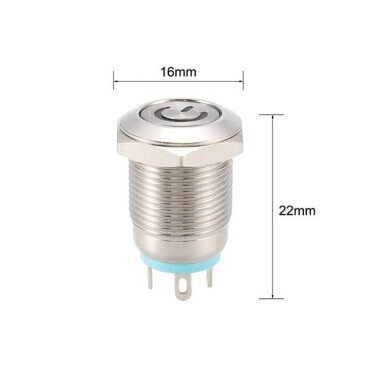 Short Flat Head 12mm 3-6V Waterproof Momentary Self-Resert Metal Push Button Switch With Blue Led Light - 3
