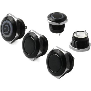 Short Flat Head 12mm 3-6V Waterproof Momentary Self-Resert Metal Push Button Switch With Red Led Light - 1