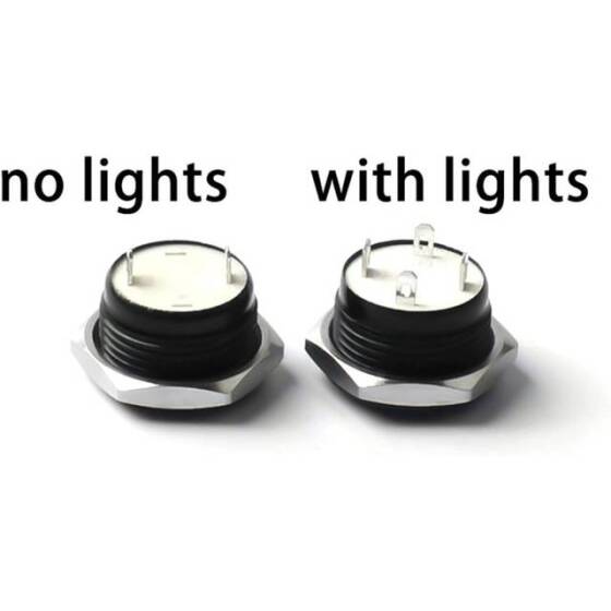 Short Flat Head 12mm 3-6V Waterproof Momentary Self-Resert Metal Push Button Switch With Red Led Light - 2
