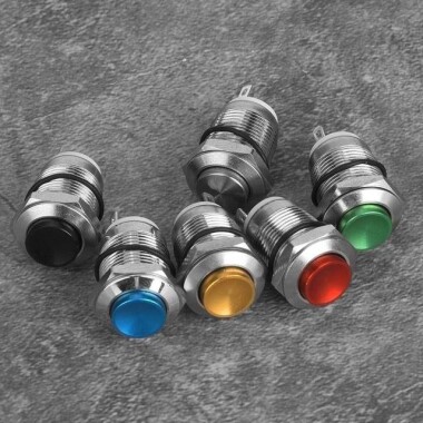 Short Flat Head 12mm 6-24V Waterproof Momentary Self-Resert Metal Push Button Switch With Blue Led Light - 4