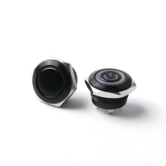 Short High Head 16mm Waterproof Momentary Self-Resert Metal Push Button Switch Without Light - 2