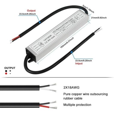 Silver Waterproof Power Supply 30W 12V 2.5A - 2