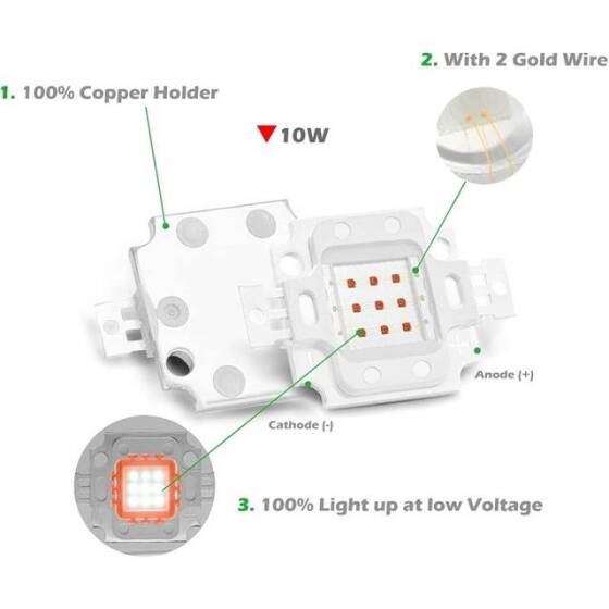 SMD 10W High Power LED Bulb Red - 4