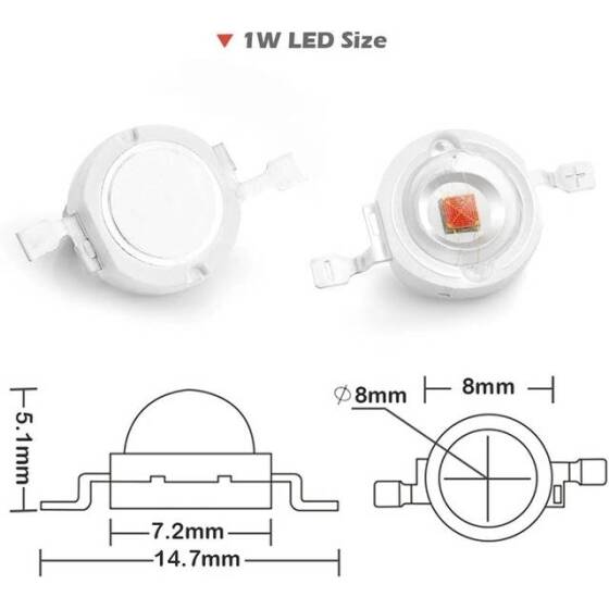 SMD 1W High Power LED Bulb Plant Red - 4