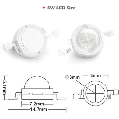 SMD 5W High Power LED Bulb 365-370nm Purple - 3