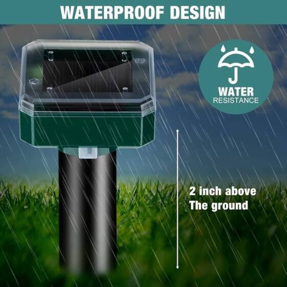 Square Ultrasonic Solar Powered Mole Repeller - 3
