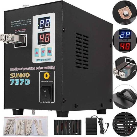 SUNKKO 737G Dual Pulse Dual Display Battery Spot Welding Machine UK Plug 220V - 2